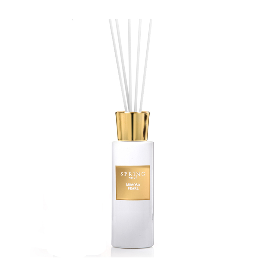 Geurstokjes Mimosa Pearl 110ml witte fles – Spring Fragrances