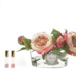 LOV06 – Geurbloemen Rozen boeket in ovaal glazen vaas- Cote Noire