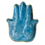 Schaaltje Hamsa hand Turquoise aardewerk 16.5x13cm