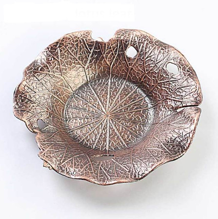 Schaaltje koperkleurig blad 10 cm