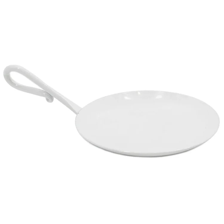 Schaaltje met oor 12,5 cm wit metaal - hb5743