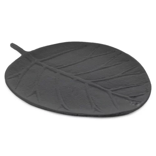 Schaaltje blad zwart metaal 17,5 x 12,5 cm - hb6715