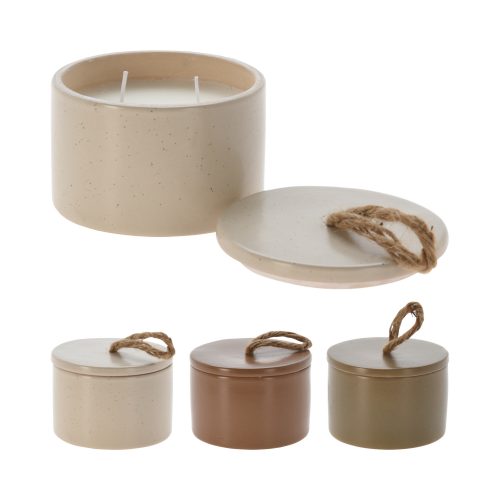 Kaarsen in porseleinen pot met deksel (set van 3 stuks)