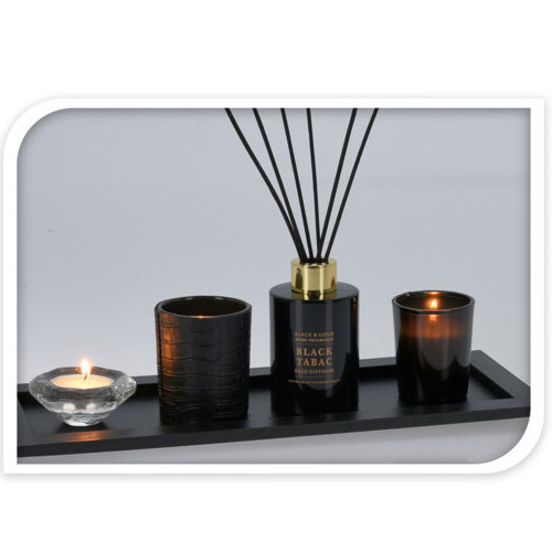 Cadeauset BLACK TABAC geur aroma giftset met geurstokjes en geurkaars