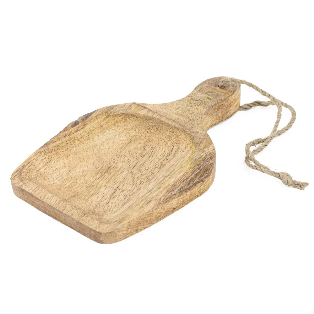 Massief houten schaal met handvat 20x12cm vierkant - wt0620