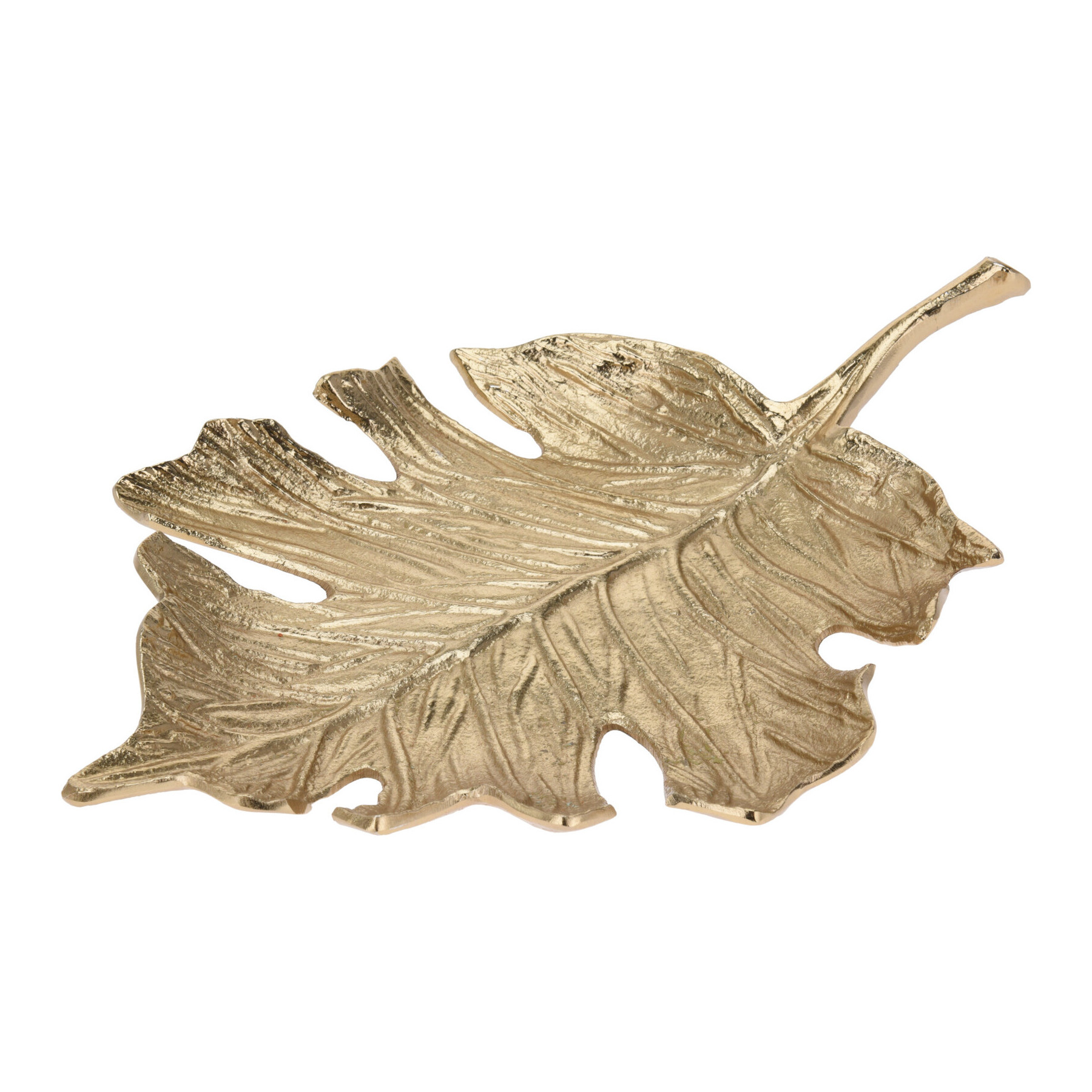 Prachtige schaal bladvorm goud 21x24cm gatenplantPrachtige schaal bladvorm goud 21x24cm gatenplant