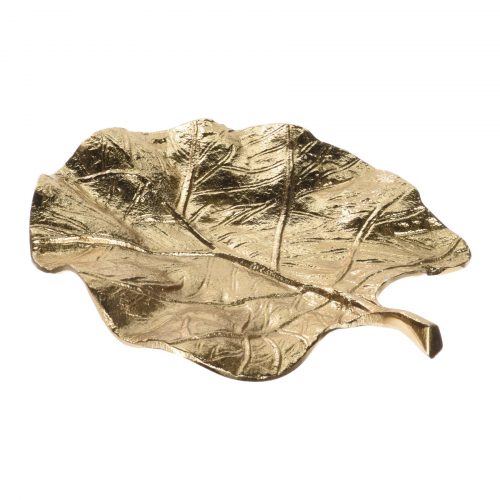 Prachtige schaal bladvorm goud 21x24cm Olifantsoor