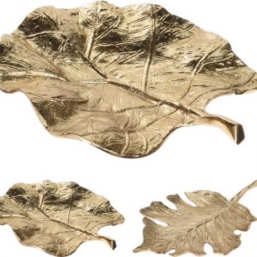 Prachtige schaal bladvorm goud 21x24cm