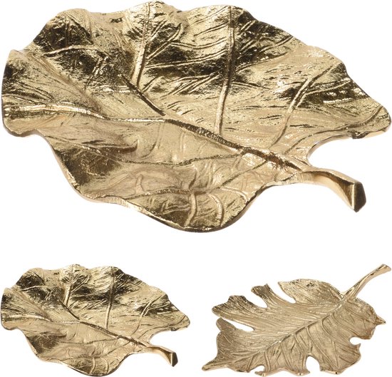 Prachtige schaal bladvorm goud 21x24cm