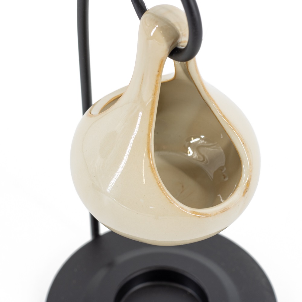Waxwarmer hangend 19×10 cm met beige keramisch bakje | waxbrander | geurbrander – gb2435
