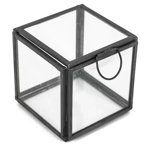 Glazen doosje 8x8x8cm vierkant met deksel - hb4874