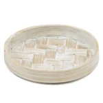 Bamboe schaaltje whitewash 9.5cm rond - rg2091