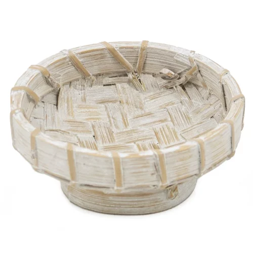 Bamboe schaaltje white wash 9cm rond - rg2094