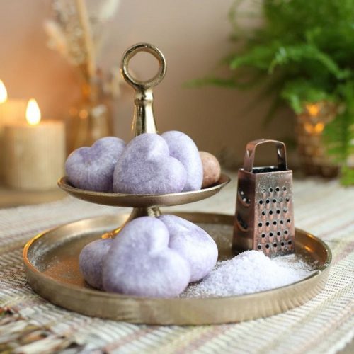 Lavendel 3 geurblokjes in hartjes vorm - amberblokjes uit Marokko