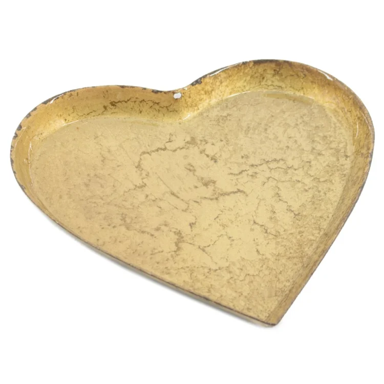 Schaaltje hartje 13cm metaal goudkleurig - hb6621