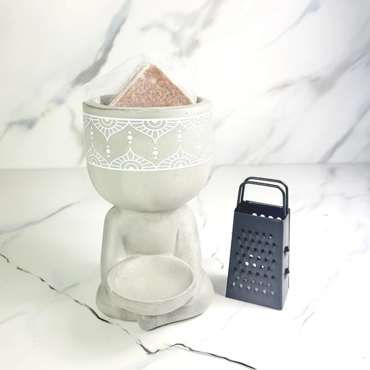 Cadeauset Boeddha, mini rasp en amberblokje