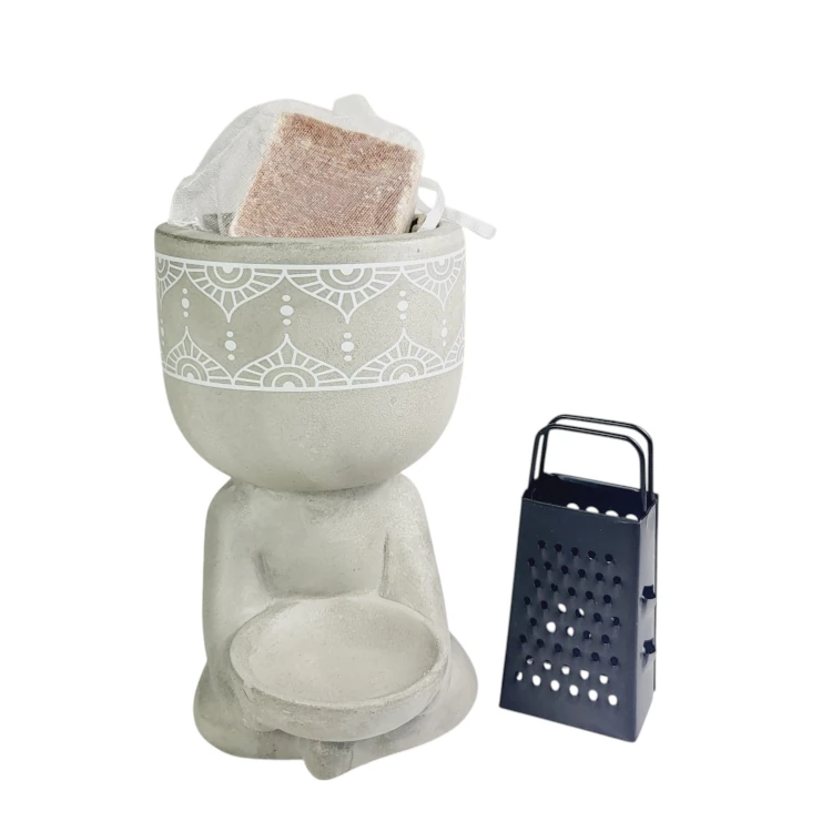 Cadeauset Boeddha, mini rasp en amberblokje